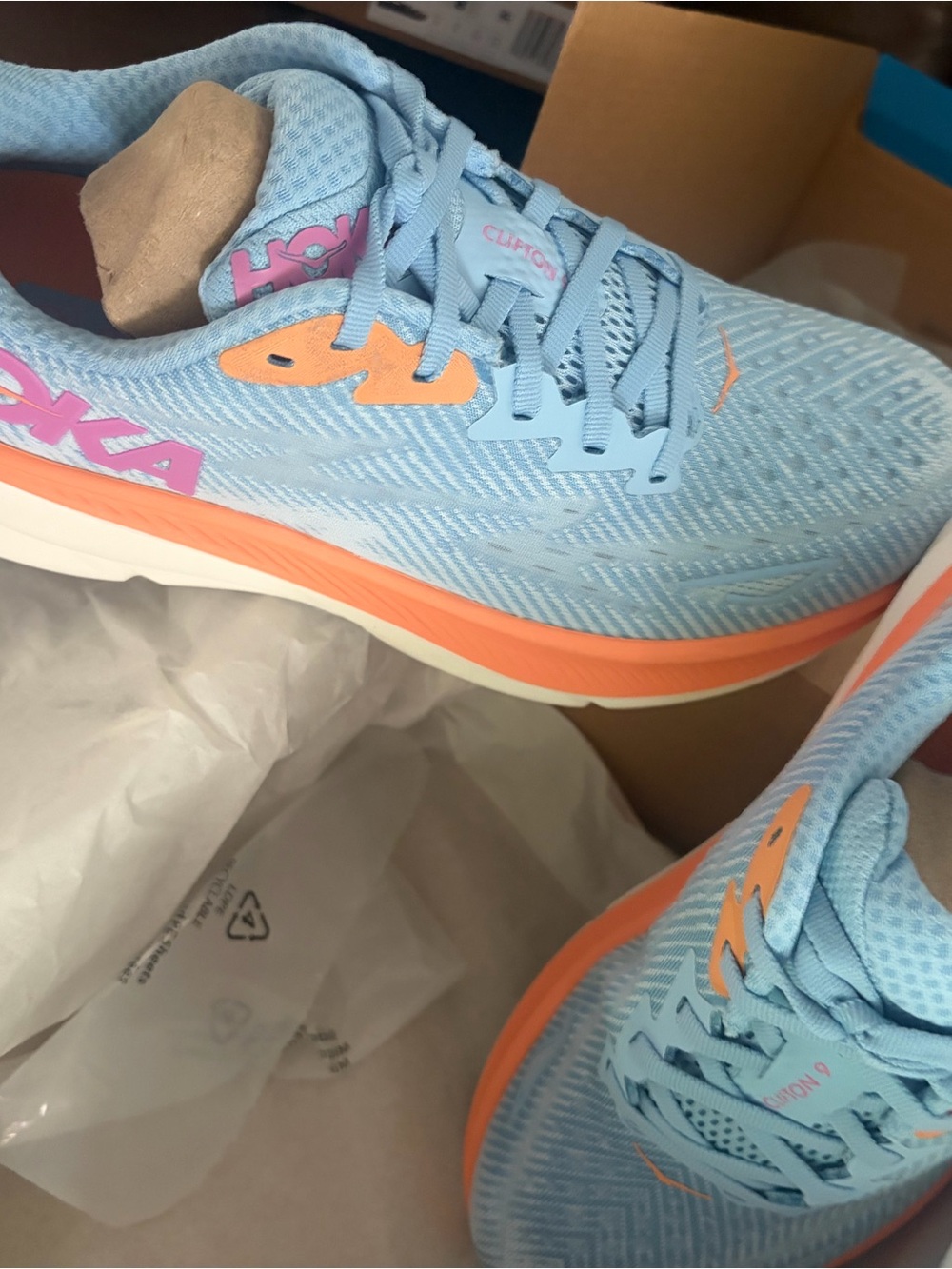 Hoka Light Blue and Peach Women's Running Shoe - Picture 2 of 8